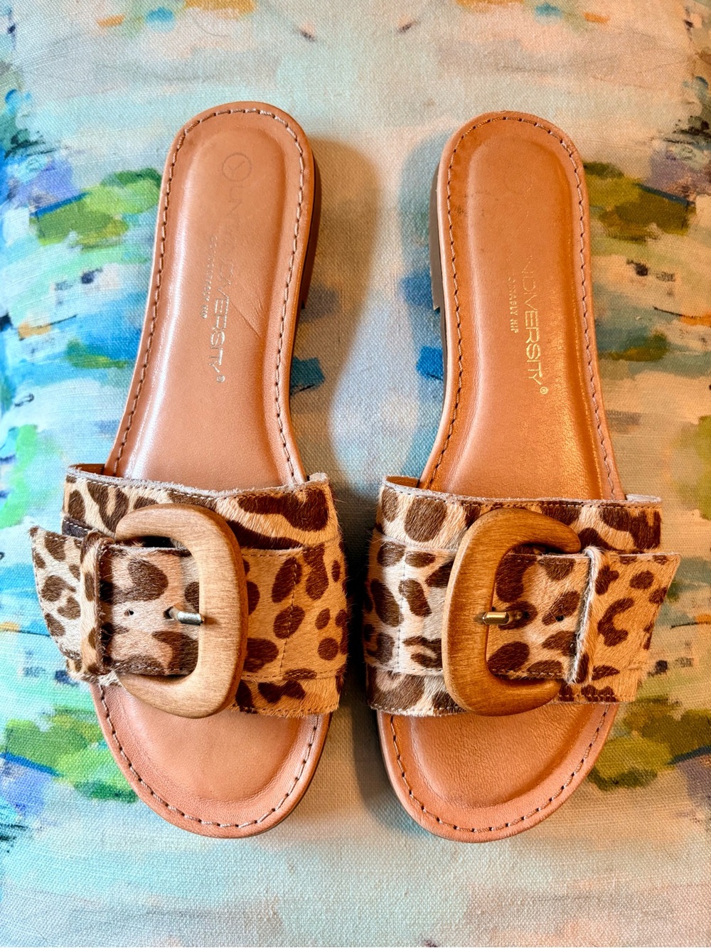 Unity in Diversity Leopard Print Slide Sandals in Tan and Brown
